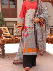 Red Lawn 3 Piece Stitched - ALP-3PS-1611