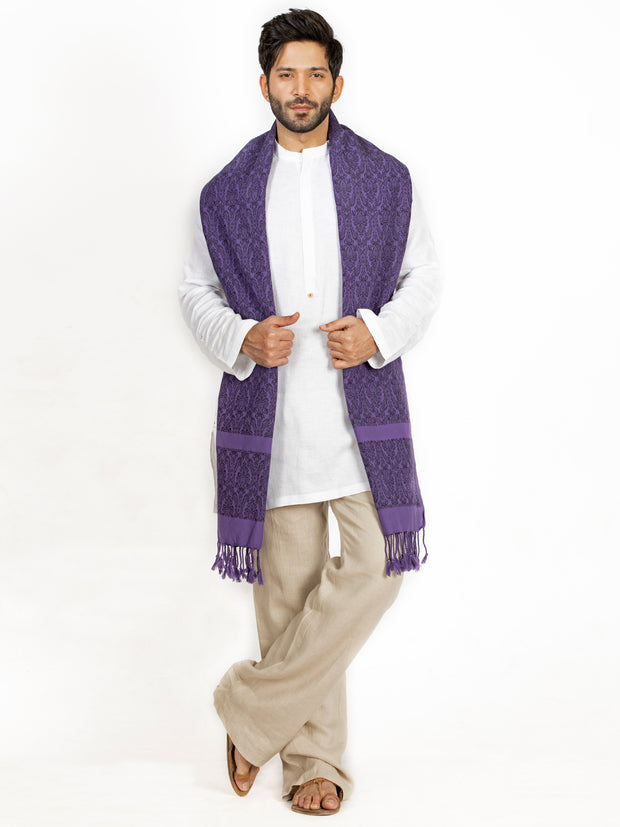 Purple Cotton Stole For Men - AL-MST-045