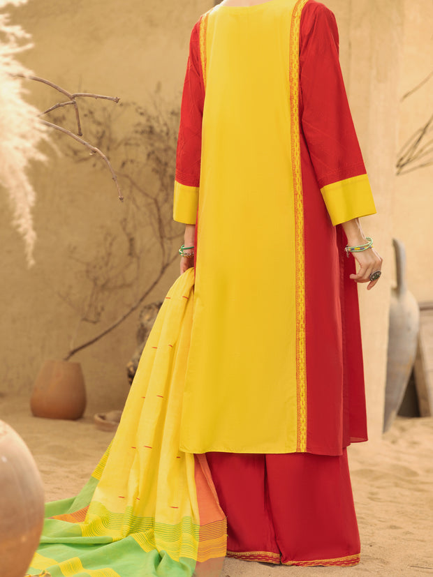 Red & Yellow Lawn 3 Piece Stitched - ALP-3PS-1581