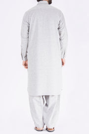 Ash Grey Cotton Kameez Shalwar - AL-KS-2337
