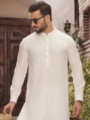 White Blended Kameez Shalwar -AL-KS-2755A