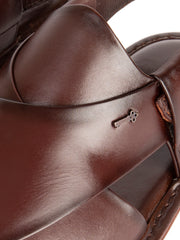 Burgundy Leather Peshawari Chappal - AL-MFW-HC-111