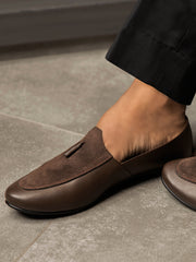 Brown Leather-Suede Slip-On - AL-MSHO-004-20
