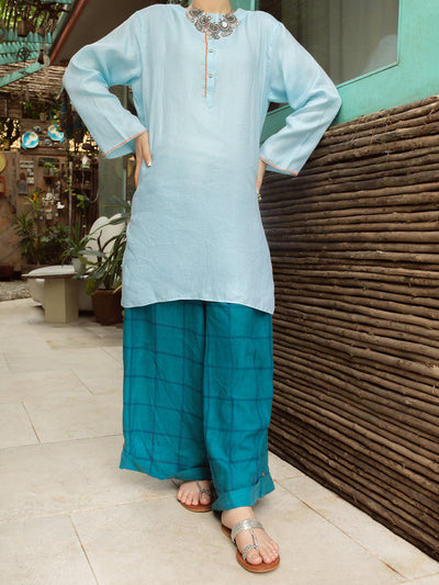 Ice Blue Blended Tunic - ALCR-LK-1066