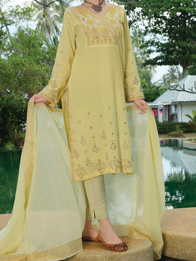 Lime Yellow Lawn 3 Piece Stitched - ALP-3PS-817