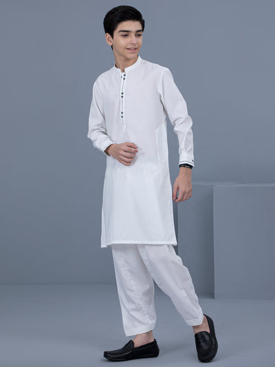 Off White Blended Boy Kameez Shalwar - ALT-KS-031