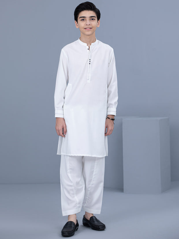Off White Blended Boy Kameez Shalwar - ALT-KS-032