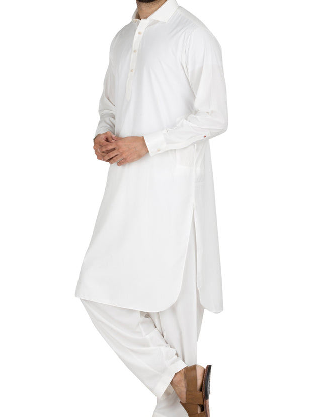 White Blended Kameez Shalwar - ALWA-KS-160