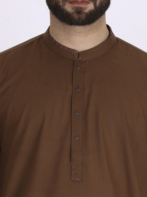 Brown Blended Kameez Shalwar - AL-KS-2304
