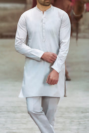 Light Grey Cotton Kameez Shalwar - AL-KS-2355
