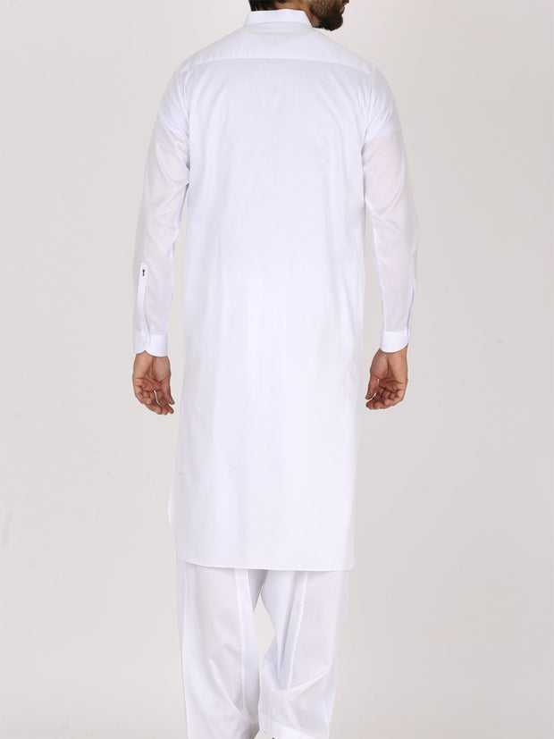 White Cotton Kameez Shalwar - AL-KS-2382