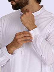 White Blended Kameez Shalwar - AL-KS-2412