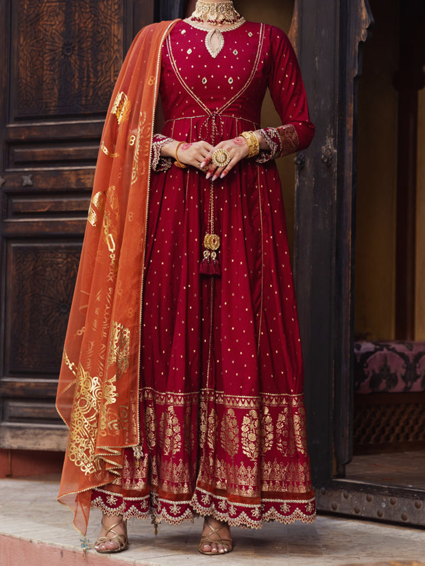Red Golden Booti 3 Piece Formal Stitched - AL-3PS-LS-405