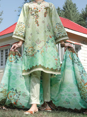 Green Cambric 3 Piece Stitched - ALP-3PS-973/S