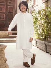 White Blended Boy Kameez Shalwar - ALT-KS-030A