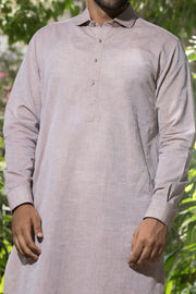Brown Cotton Kameez Shalwar - ALWA-KS-075