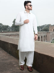 White Blended Kameez Shalwar - ALWA-KS-226
