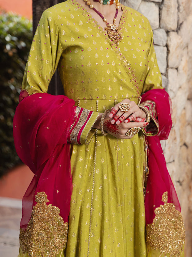 Lime Green Golden Booti 3 Piece Formal Stitched - AL-3PS-LS-403